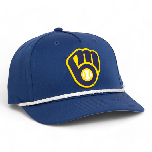 Milwaukee Brewers 3D Five Panel Classic Rope Hat- Light Blue/ White