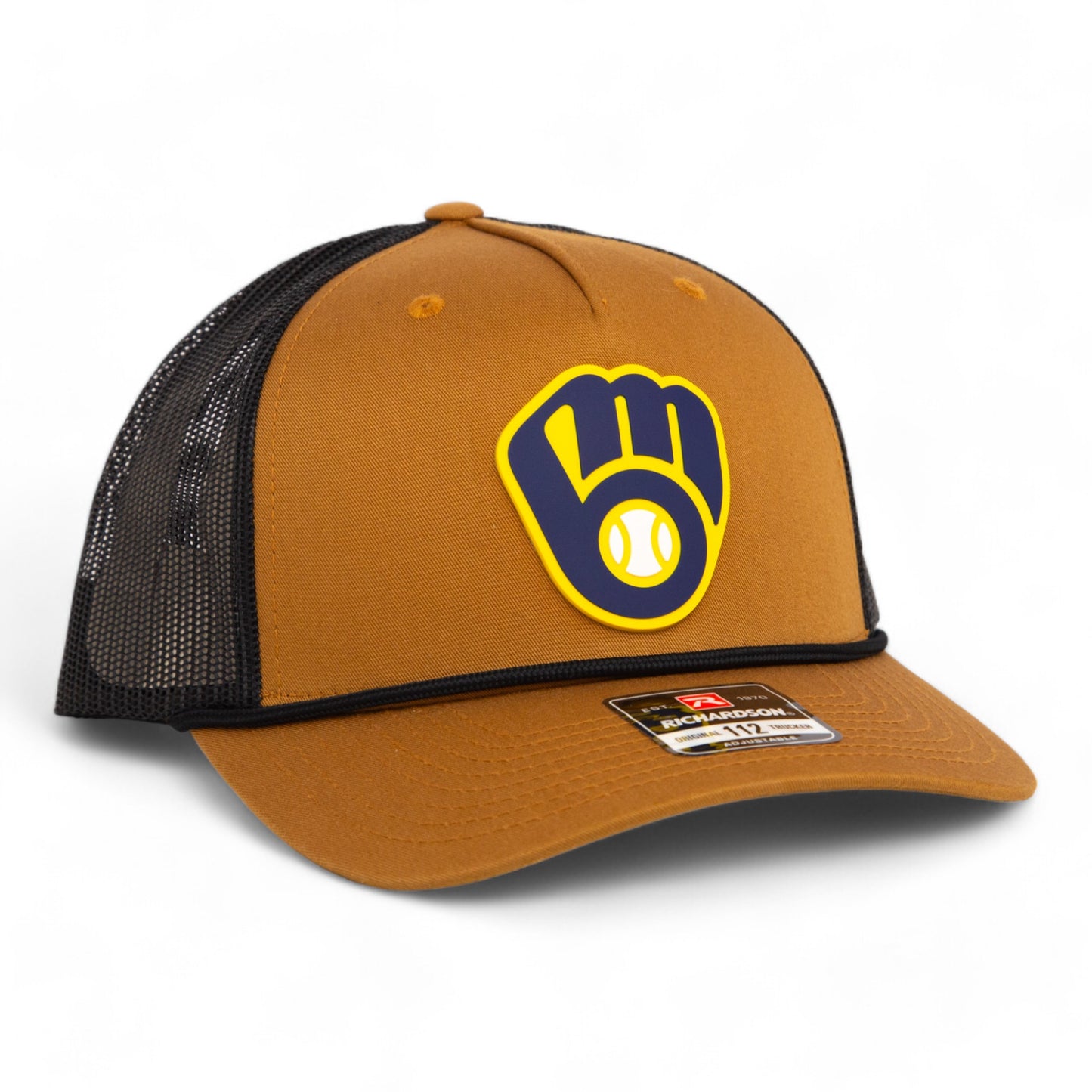 Milwaukee Brewers 3D Snapback Trucker Rope Hat- Caramel/ Black