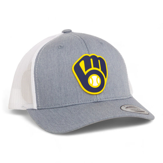 Milwaukee Brewers 3D YP Snapback Trucker Hat- Heather Grey/ White