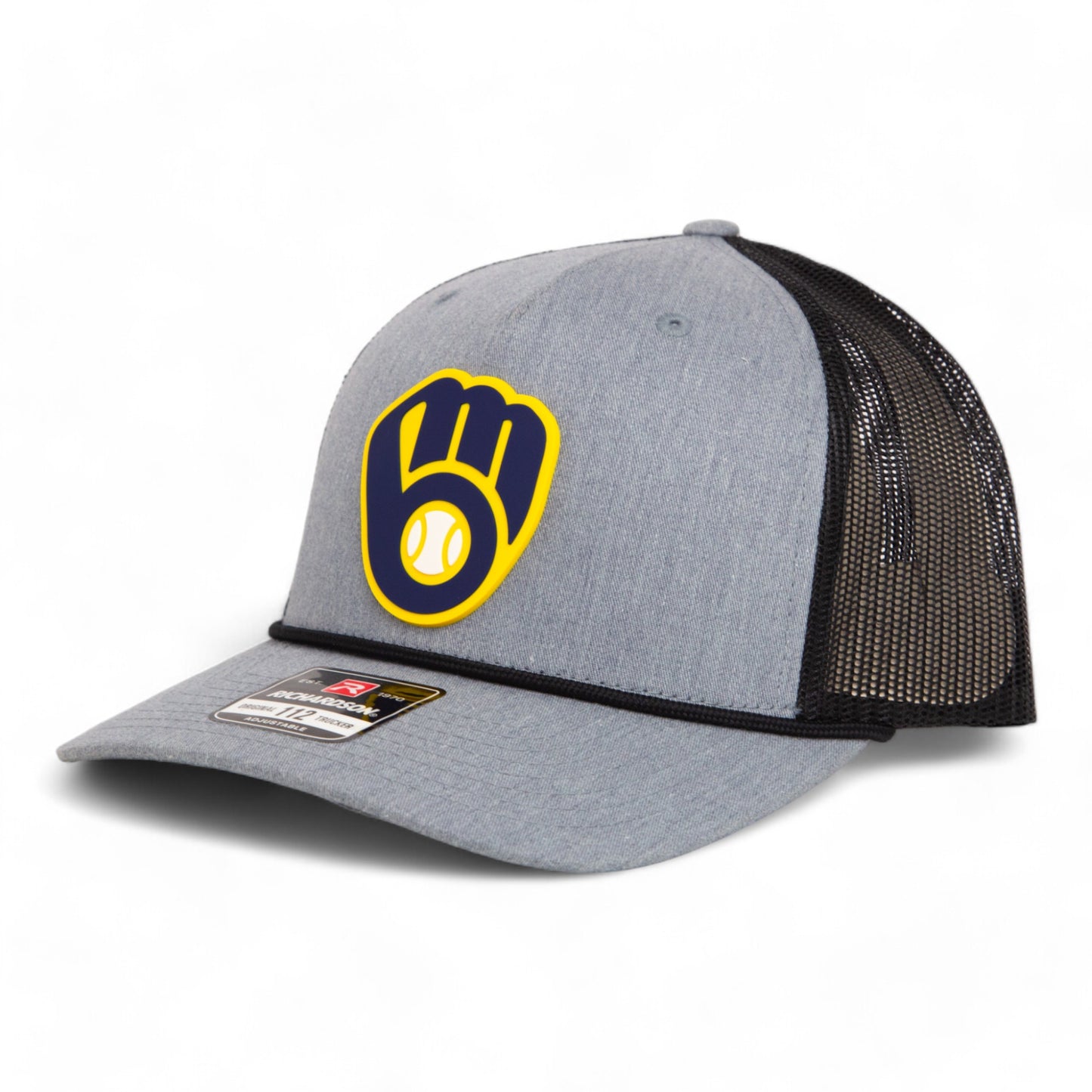 Milwaukee Brewers 3D Snapback Trucker Rope Hat- Heather Grey/ Black