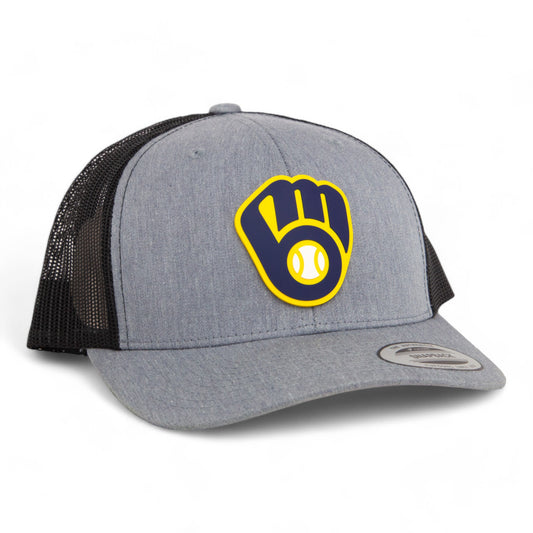 Milwaukee Brewers 3D YP Snapback Trucker Hat- Heather Grey/ Black