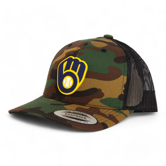 Milwaukee Brewers 3D YP Snapback Trucker Hat- Army Camo/ Black