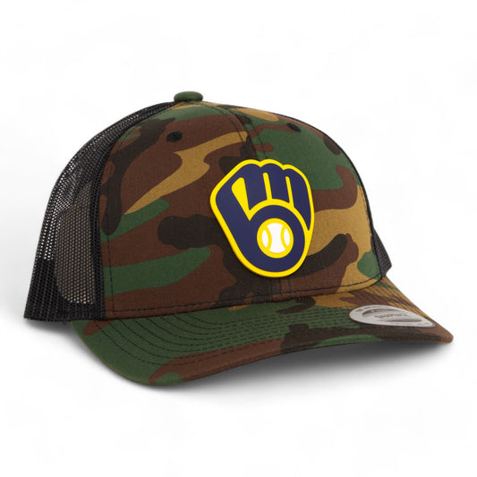 Milwaukee Brewers 3D YP Snapback Trucker Hat- Army Camo/ Black