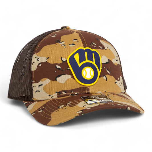 Milwaukee Brewers 3D Snapback Trucker Hat- Desert Camo/ Brown