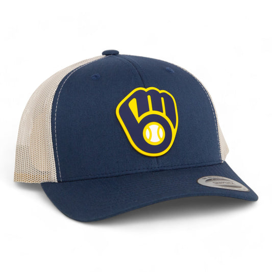 Milwaukee Brewers 3D YP Snapback Trucker Hat- Navy/ Silver