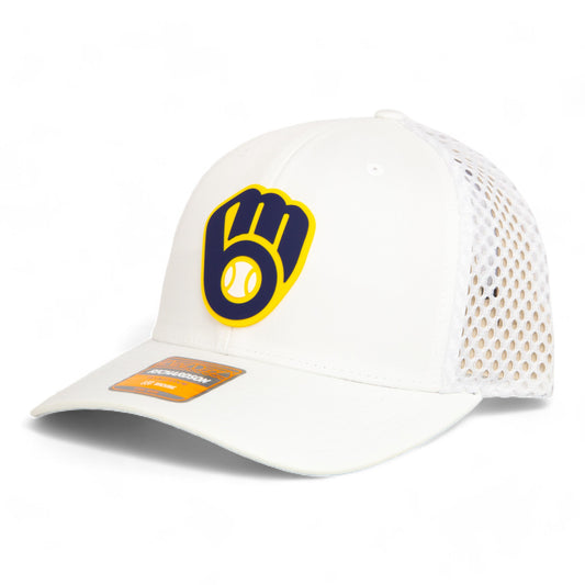 Milwaukee Brewers 3D Snapback Tilikum Trucker Hat- White