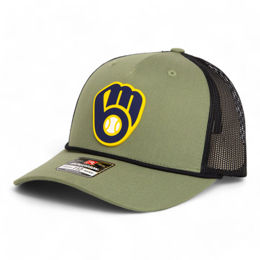 Milwaukee Brewers 3D Snapback Trucker Rope Hat- Loden/ Black