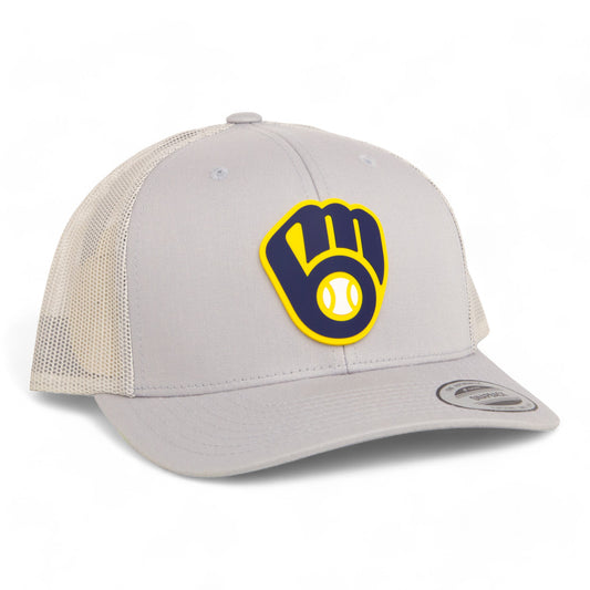 Milwaukee Brewers 3D YP Snapback Trucker Hat- Silver