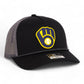 Milwaukee Brewers 3D Snapback Trucker Rope Hat- Black/ Charcoal