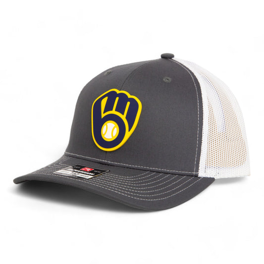 Milwaukee Brewers 3D Snapback Trucker Hat- Charcoal/ White