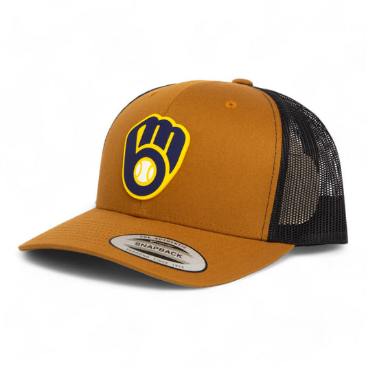 Milwaukee Brewers 3D YP Snapback Trucker Hat- Caramel/ Black