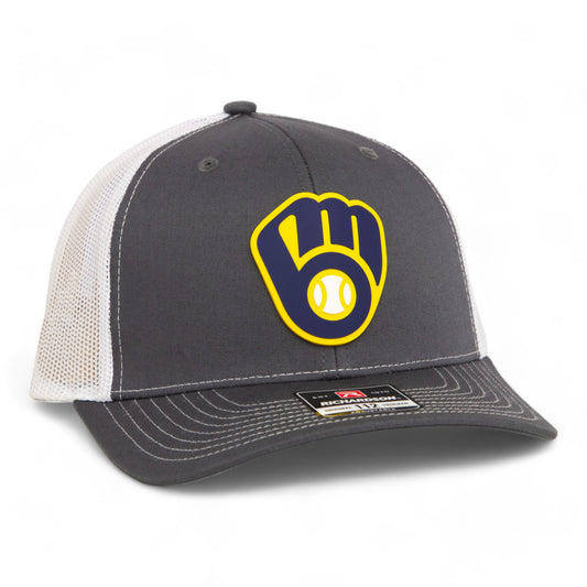 Milwaukee Brewers 3D Snapback Trucker Hat- Charcoal/ White