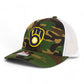 Milwaukee Brewers 3D Snapback Trucker Hat- Army Camo/ White