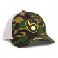 Milwaukee Brewers 3D Snapback Trucker Hat- Army Camo/ White