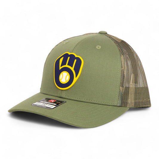 Milwaukee Brewers 3D Snapback Trucker Hat- Loden/ Green Camo