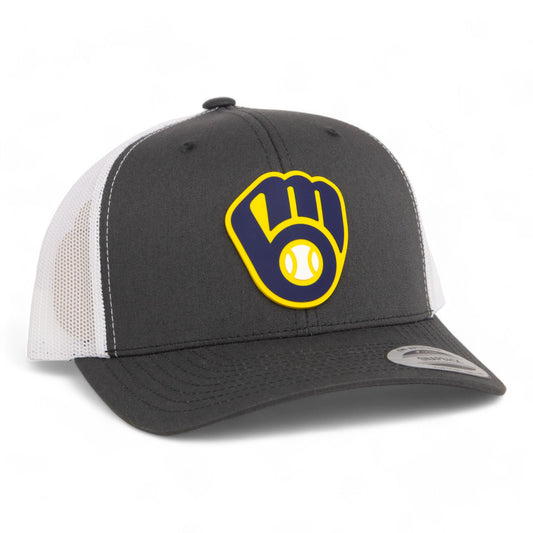 Milwaukee Brewers 3D YP Snapback Trucker Hat- Charcoal/ White