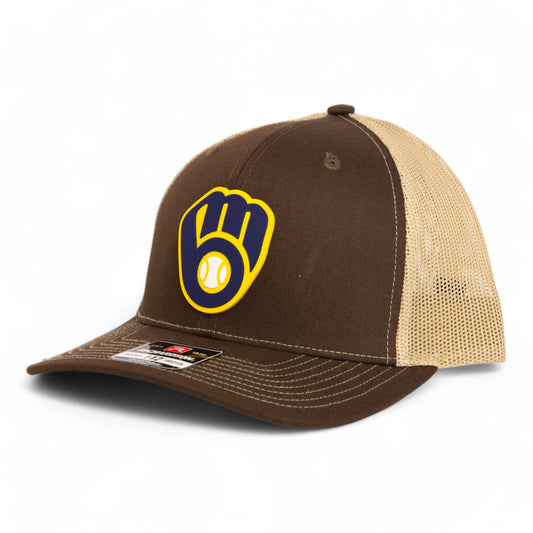 Milwaukee Brewers 3D Snapback Trucker Hat- Brown/ Tan