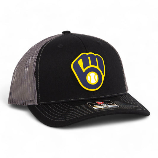 Milwaukee Brewers 3D Snapback Trucker Hat- Black/ Charcoal