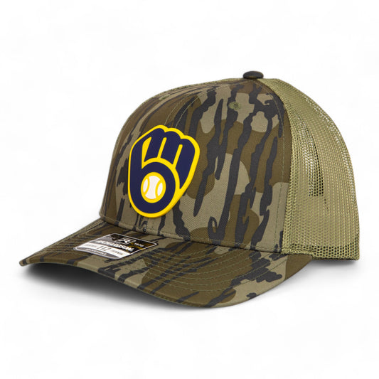 Milwaukee Brewers 3D Snapback Trucker Hat- Mossy Oak Bottomland/ Loden