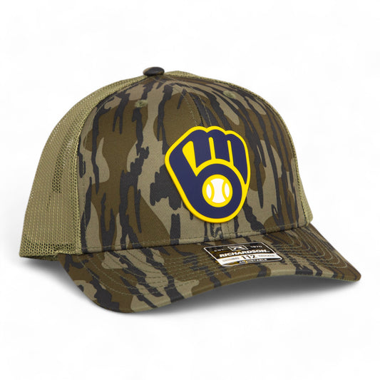 Milwaukee Brewers 3D Snapback Trucker Hat- Mossy Oak Bottomland/ Loden