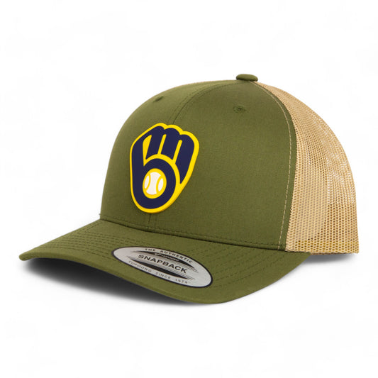 Milwaukee Brewers 3D YP Snapback Trucker Hat- Moss/ Tan