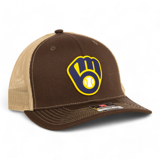 Milwaukee Brewers 3D Snapback Trucker Hat- Brown/ Tan