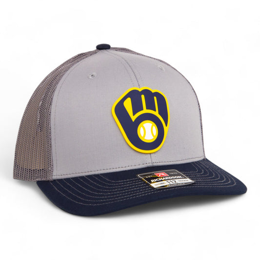 Milwaukee Brewers 3D Snapback Trucker Hat- Grey/ Charcoal/ Navy