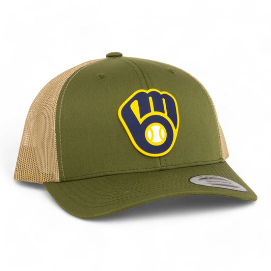 Milwaukee Brewers 3D YP Snapback Trucker Hat- Moss/ Tan