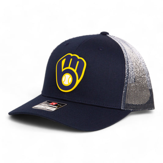 Milwaukee Brewers 3D Snapback Trucker Hat- Navy Fade