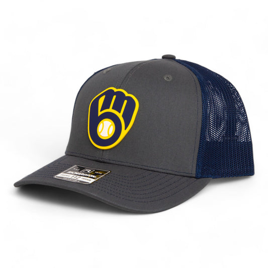 Milwaukee Brewers 3D Snapback Trucker Hat- Charcoal/ Navy