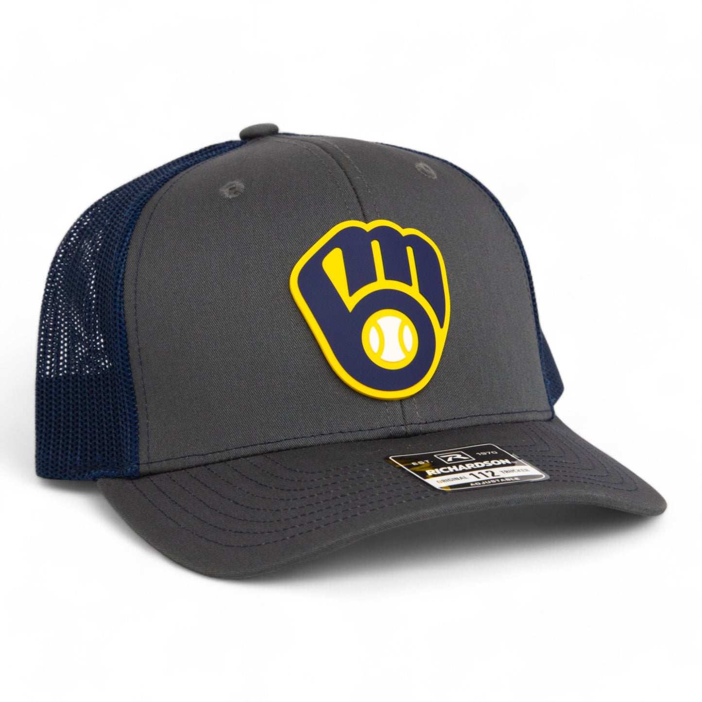 Milwaukee Brewers 3D Snapback Trucker Hat- Charcoal/ Navy