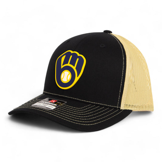 Milwaukee Brewers 3D Snapback Trucker Hat- Black/ Vegas Gold