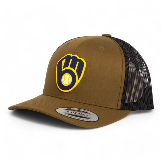 Milwaukee Brewers 3D YP Snapback Trucker Hat- Coyote/ Black