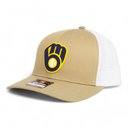 Milwaukee Brewers 3D Snapback Trucker Hat- Tan/ White