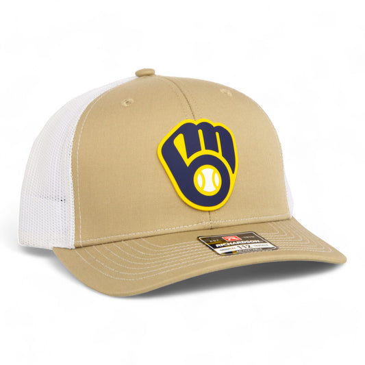 Milwaukee Brewers 3D Snapback Trucker Hat- Tan/ White