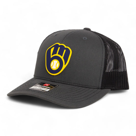 Milwaukee Brewers 3D Snapback Trucker Hat- Charcoal/ Black