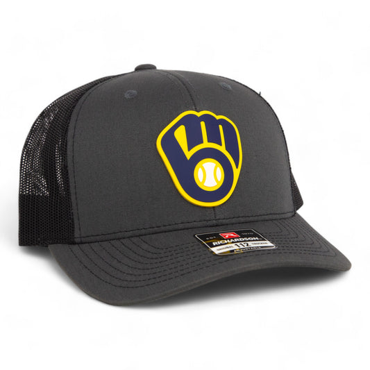 Milwaukee Brewers 3D Snapback Trucker Hat- Charcoal/ Black