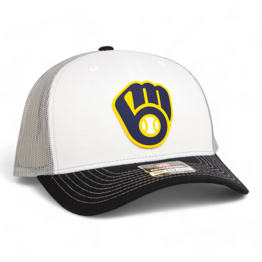 Milwaukee Brewers 3D Snapback Trucker Hat- White/ Grey/ Black