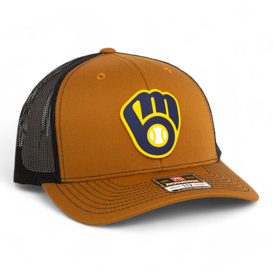 Milwaukee Brewers 3D Snapback Trucker Hat- Caramel/ Black