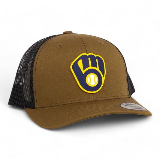 Milwaukee Brewers 3D YP Snapback Trucker Hat- Coyote/ Black