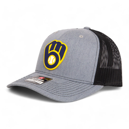 Milwaukee Brewers 3D Snapback Trucker Hat- Heather Grey/ Black