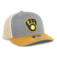 Milwaukee Brewers 3D Snapback Trucker Hat- Heather Grey/ Birch/ Amber Gold