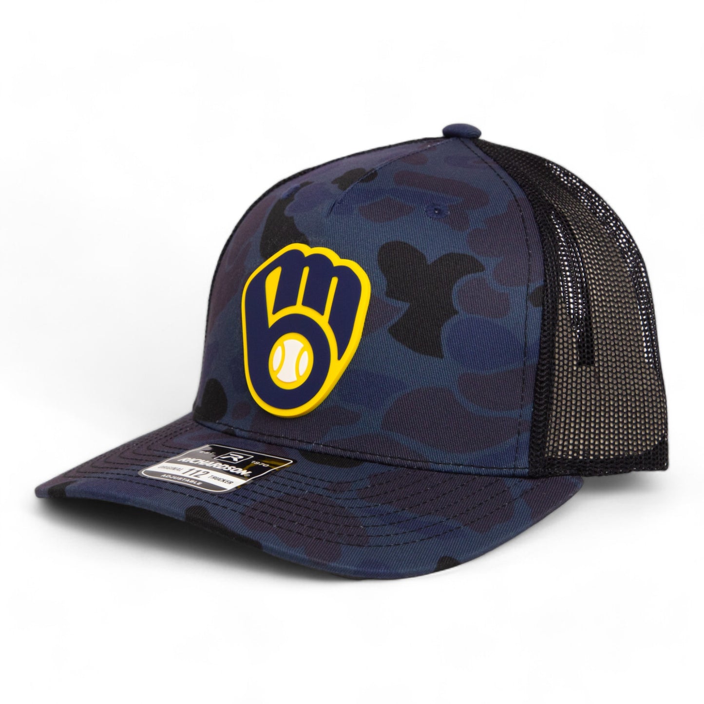 Milwaukee Brewers 3D Snapback Trucker Hat- Admiral Duck Camo/ Black