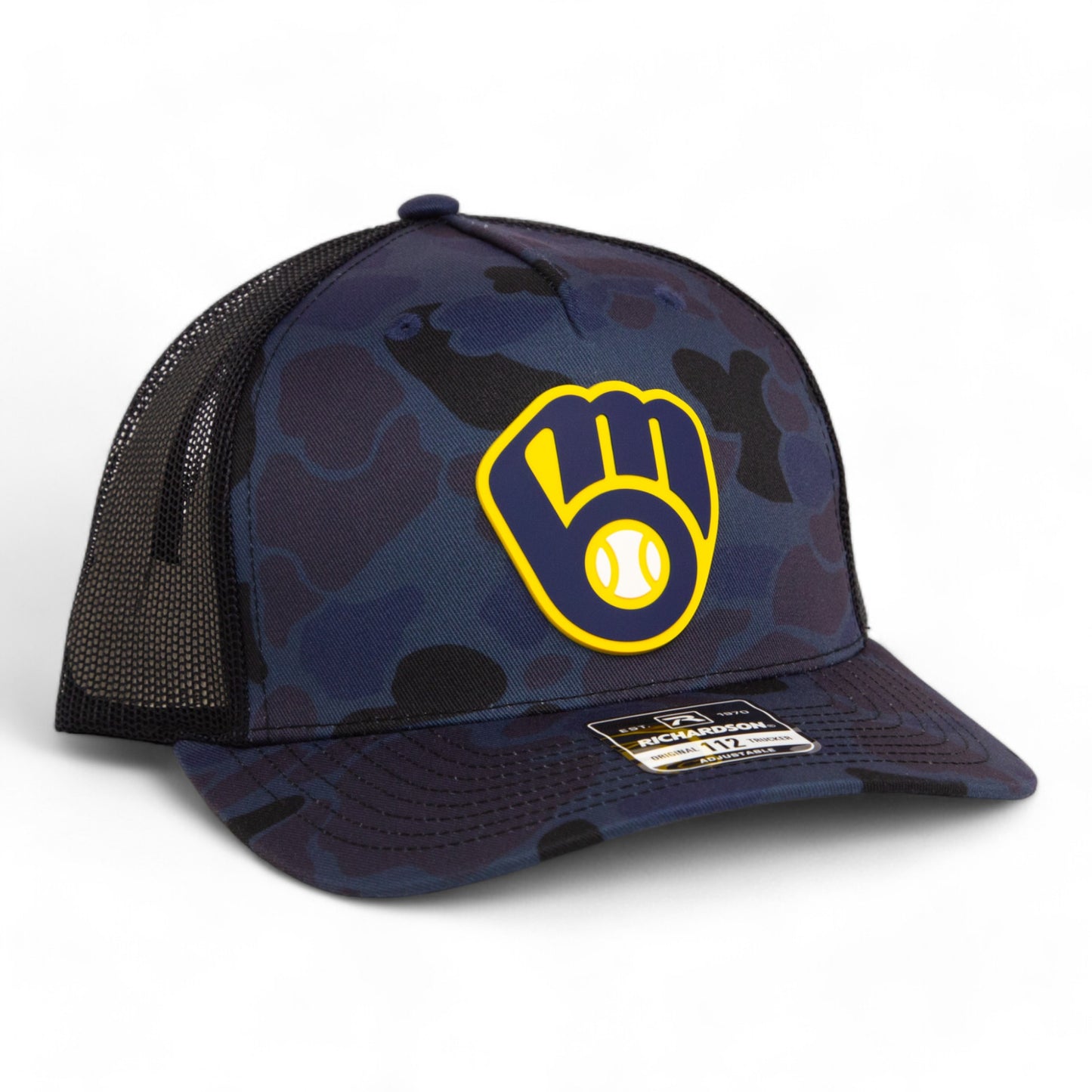 Milwaukee Brewers 3D Snapback Trucker Hat- Admiral Duck Camo/ Black