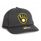 Milwaukee Brewers 3D Snapback Trucker Rope Hat- Charcoal