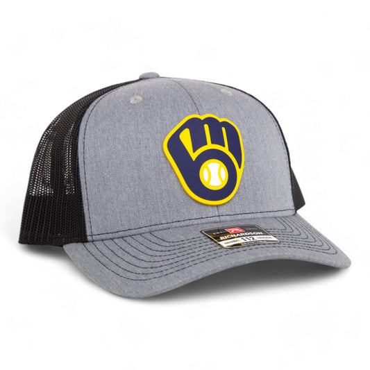 Milwaukee Brewers 3D Snapback Trucker Hat- Heather Grey/ Black