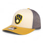 Milwaukee Brewers 3D Snapback Trucker Hat- Mink Beige/ Charcoal/ Amber Gold