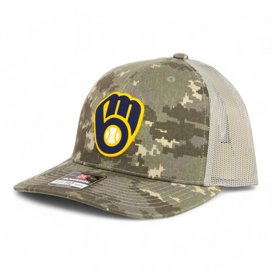 Milwaukee Brewers 3D Snapback Trucker Hat- Military Digital Camo