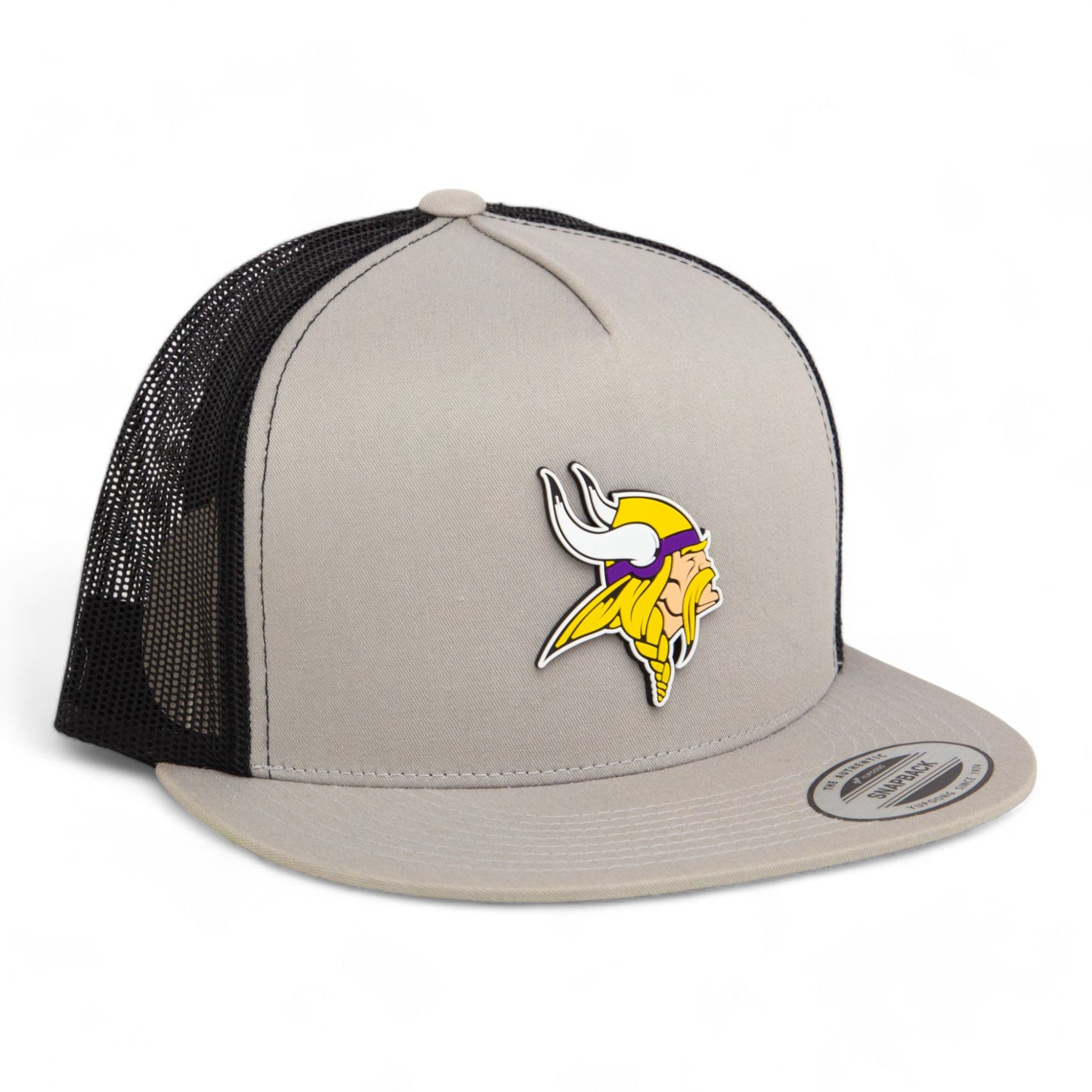 Minnesota Vikings 3D YP Snapback Flat Bill Trucker Hat- Silver/ Black