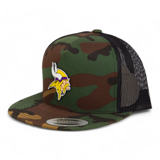 Minnesota Vikings 3D YP Snapback Flat Bill Trucker Hat- Army Camo/ Black